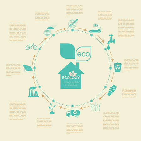Environment, ecology infographic elements. Environmental risks, ecosystem. Template. Vector illustrationのイラスト素材