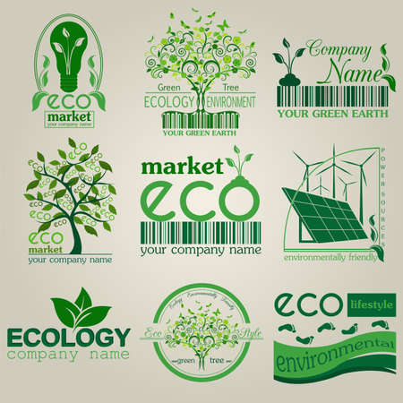 Set of ecology, environment and recycling . Vector  templates and badgesのイラスト素材