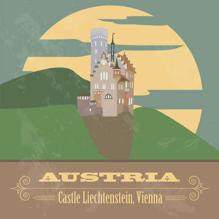 Austria landmarks. Retro styled image. Vector illustrationのイラスト素材