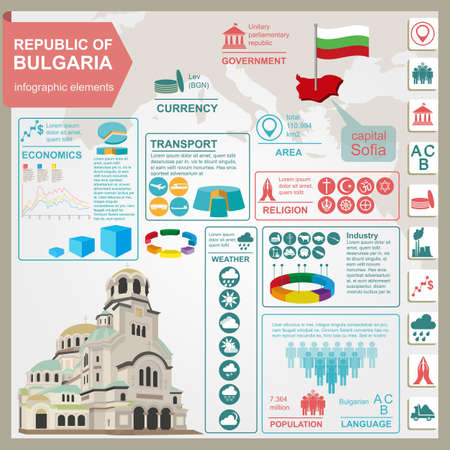 Bulgaria  infographics, statistical data, sights. Vector illustrationのイラスト素材