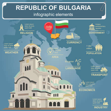 Bulgaria  infographics, statistical data, sights. Vector illustrationのイラスト素材