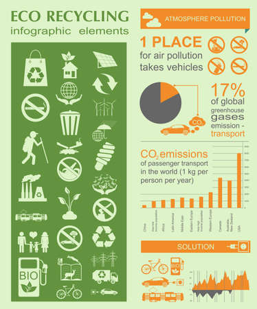 Environment, ecology infographic elements. Environmental risks, ecosystem. Template. Vector illustrationのイラスト素材