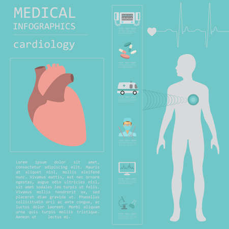 Medical and healthcare infographic, Cardiology infographics. Vector illustrationのイラスト素材