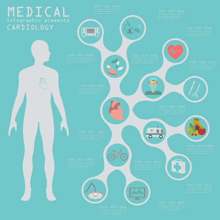 Medical and healthcare infographic, Cardiology infographics. Vector illustrationのイラスト素材