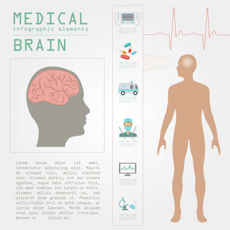 Medical and healthcare infographic, Brain  infographics. Vector illustrationのイラスト素材