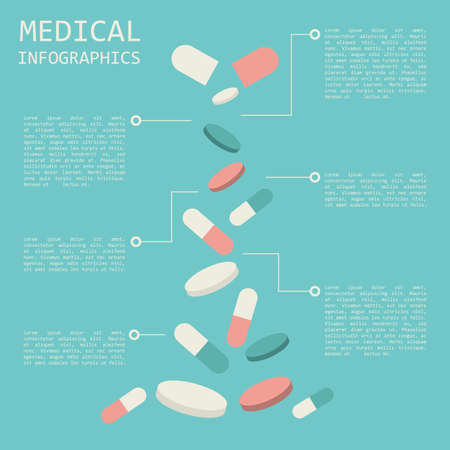 Medical and healthcare infographic, elements for creating infographics. Vector illustrationのイラスト素材