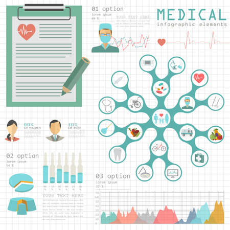 Medical and healthcare infographic, elements for creating infographics. Vector illustrationのイラスト素材