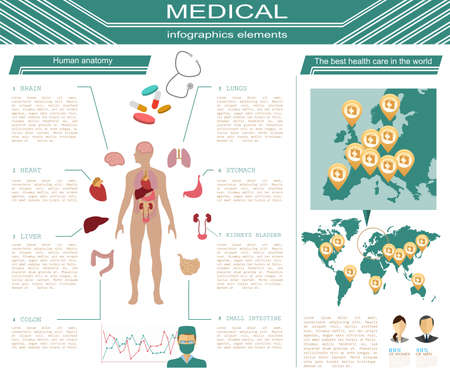 Medical and healthcare infographic, elements for creating infographics. Vector illustrationのイラスト素材