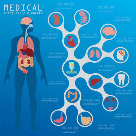 Medical and healthcare infographic, elements for creating infographics. Vector illustrationのイラスト素材