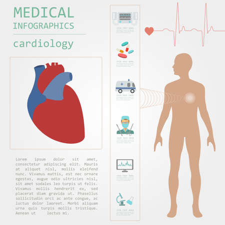 Medical and healthcare infographic, Cardiology infographics. Vector illustrationのイラスト素材