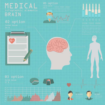 Medical and healthcare infographic, Brain  infographics. Vector illustrationのイラスト素材