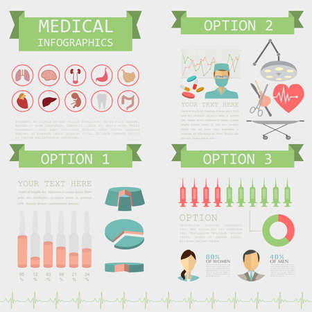Medical and healthcare infographic, elements for creating infographics. Vector illustrationのイラスト素材