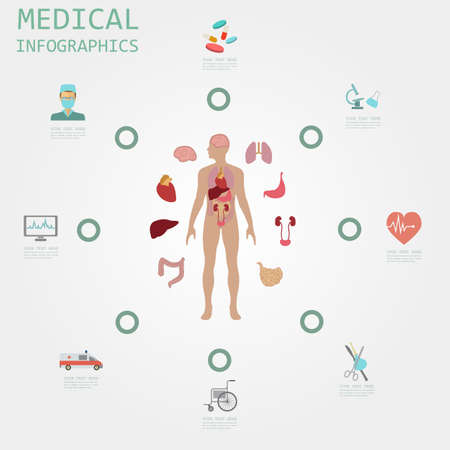 Medical and healthcare infographic, elements for creating infographics. Vector illustrationのイラスト素材