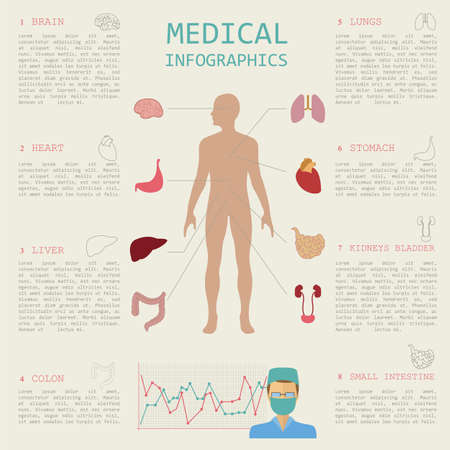 Medical and healthcare infographic, elements for creating infographics. Vector illustrationのイラスト素材