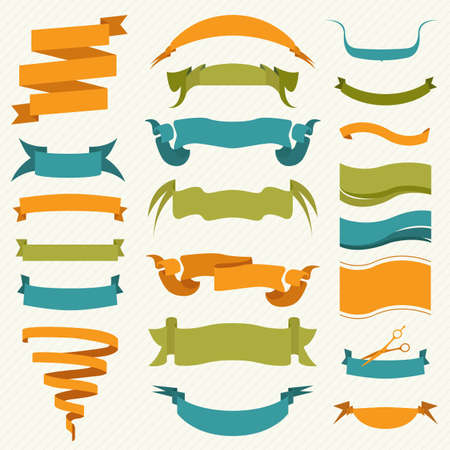 Set of retro ribbons and arrows, banner. Vector illustrationのイラスト素材