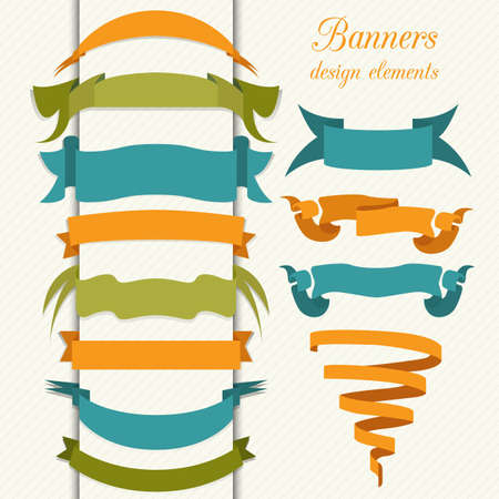 Set of retro ribbons and arrows, banner. Vector illustrationのイラスト素材