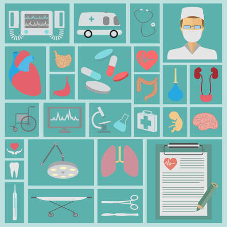 Medical and healthcare icon set. Vector illustrationのイラスト素材