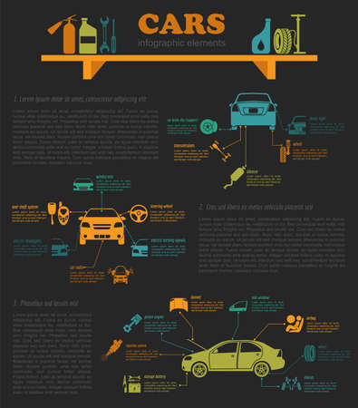 Car service, repair Infographics. Vector illustrationの写真素材