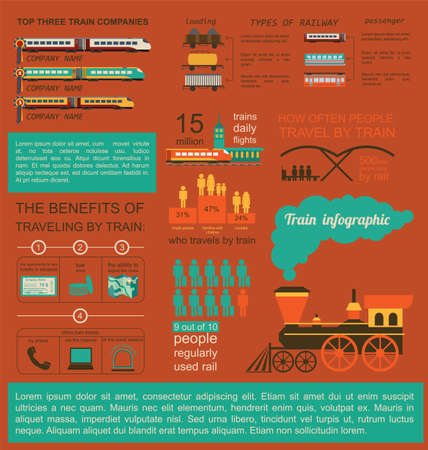 Railway infographic. Set elements for creating your own infographics. Vector illustrationのイラスト素材
