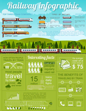 Railway infographic. Set elements for creating your own infographics. Vector illustrationの写真素材