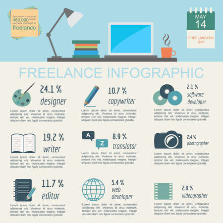 Freelance infographic template. Set elements for creating you own infographic. Vector illustrationの写真素材