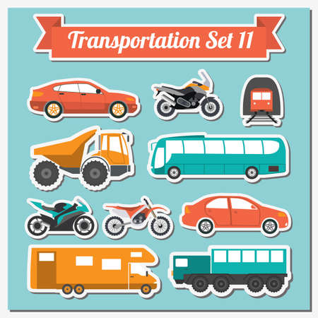 Set of all types of transport icon  for creating your own infographics or maps. Water, road, urban, air, cargo, public and ground transportation set. Vector illustrationのイラスト素材