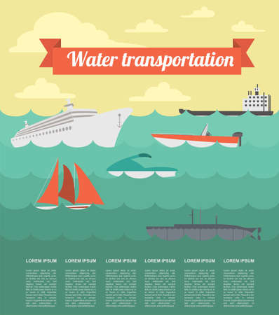 Water transport infographics elements. Nautical. Retro styled illustration. Vectorのイラスト素材