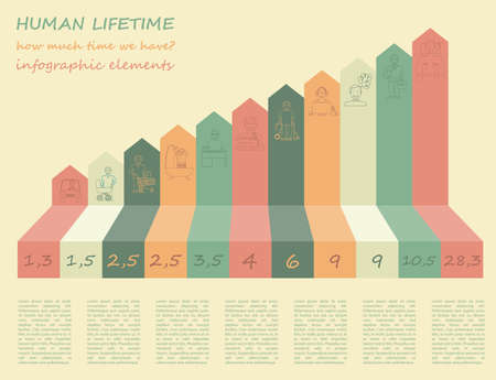 How much time we have. Lifetime elements. Infographic. Vector illustrationのイラスト素材
