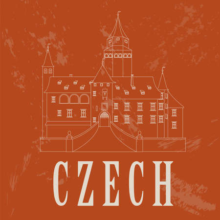 Czech landmarks. Retro styled image. Vector illustrationのイラスト素材