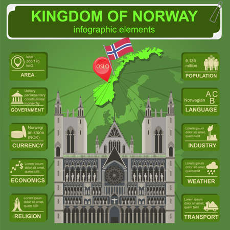 Norway infographics, statistical data, sights. Vector illustrationのイラスト素材