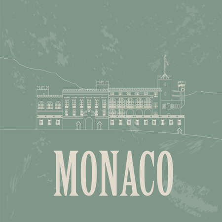 Monaco landmarks. Retro styled image. Vector illustrationのイラスト素材
