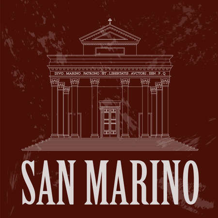 San Marino landmarks. Retro styled image. Vector illustrationのイラスト素材