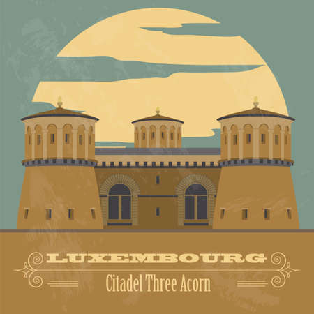 Luxembourg landmarks. Retro styled image. Vector illustrationのイラスト素材