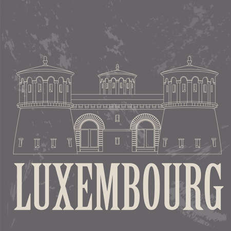 Luxembourg landmarks. Retro styled image. Vector illustrationのイラスト素材