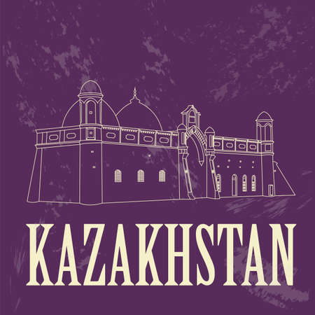 Kazakhstan. Retro styled image. Vector illustrationのイラスト素材