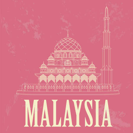 Malaysia. Retro styled image. Vector illustrationのイラスト素材