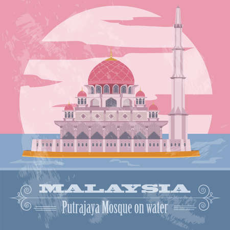 Malaysia. Retro styled image. Vector illustrationのイラスト素材
