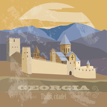 Georgia landmarks. Retro styled image. Vector illustrationのイラスト素材