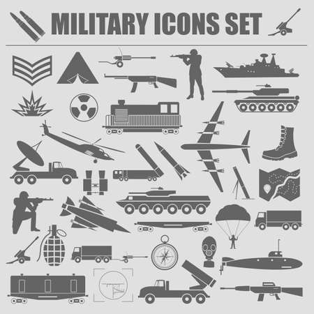 Military icon set. Constructor, kit. Vector illustrationのイラスト素材