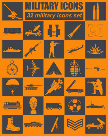 Military icon set. Constructor, kit. Vector illustrationのイラスト素材