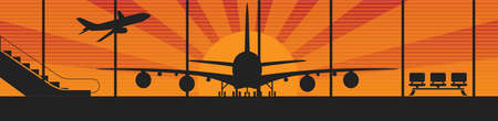 Flying airplanes banners for your text. Retro styled. Vector illustrationのイラスト素材