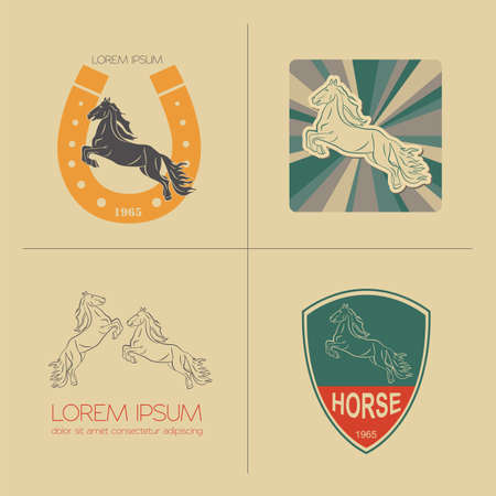 Horse logo and badges templates. Vector illustrationのイラスト素材