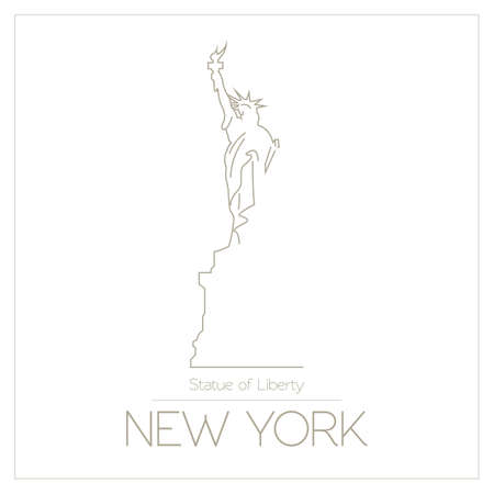 World landmarks. New York. USA. Statue of Liberty. Graphic template. Logos and badges. Linear design. Vector illustrationのイラスト素材