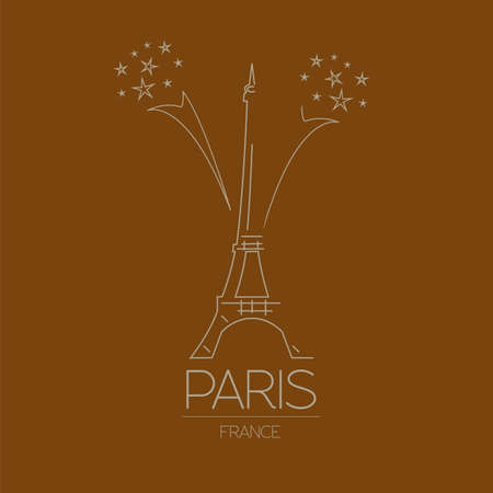 World landmarks. Paris. France. Eiffel tower. Graphic template. Logos and badges. Linear design. Vector illustrationのイラスト素材