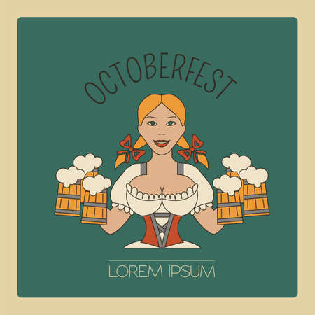 Beer icon set. Logos and badges template. Linear style. Octoberfest. Vector illustrationのイラスト素材