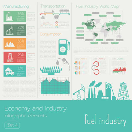 Economy and industry. Fuel industry. Industrial infographic template. Vector illustrationのイラスト素材