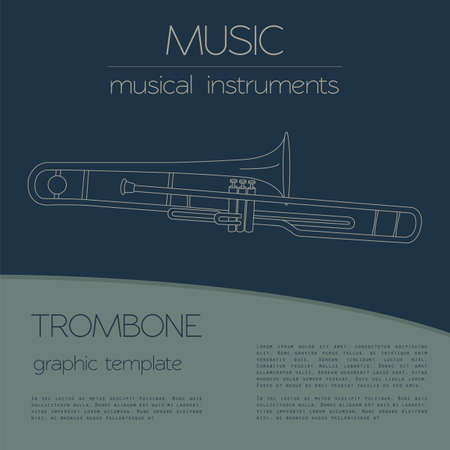 Musical instruments graphic template. Trombone. Vector illustrationのイラスト素材