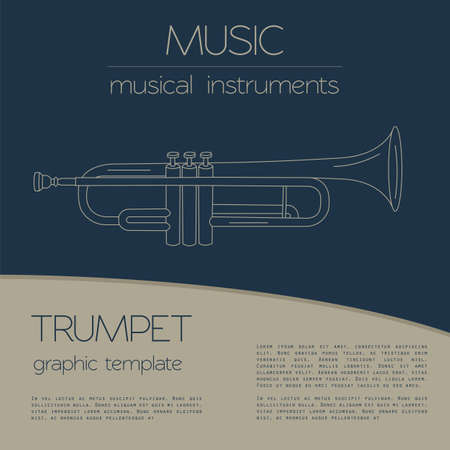 Musical instruments graphic template. Trumpet. Vector illustrationのイラスト素材