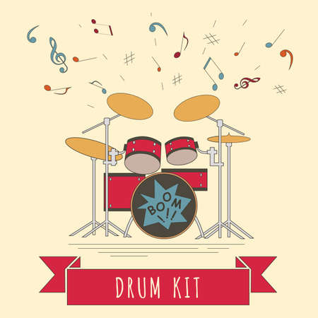 Musical instruments graphic template. Drumkit. Vector illustrationのイラスト素材