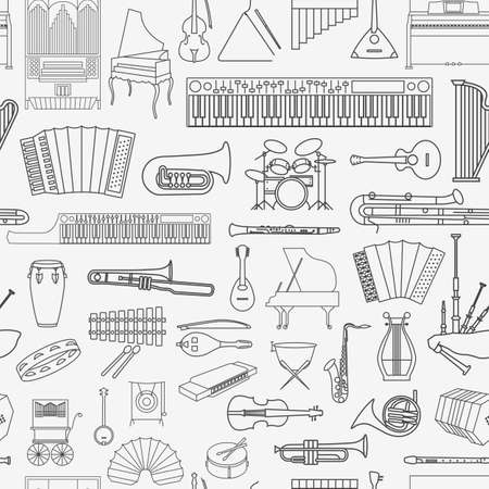 Musical instruments seamless pattern. Vector illustrationのイラスト素材